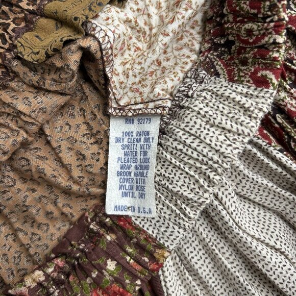Lucia Lukken Broomstick Broom Skirt M Floral Boho Vintage 90s Patchwork Prairie - Picture 8 of 10